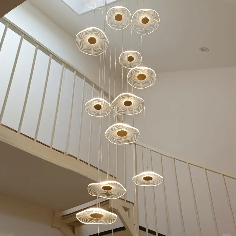 Afralia™ Revolving Stair Chandelier: Modern Luxury for Living Room and Lobby