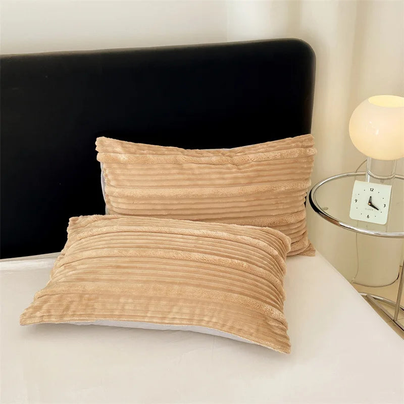 Afralia™ Luxe Plush Rabbit Velvet Pillowcase Single Soft Machine Washable Colorfast