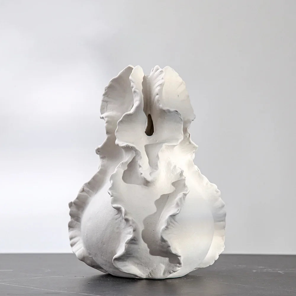 Afralia™ Ceramic Wavy Flower Vase - Home Decoration and Storage Organization