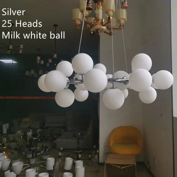 Afralia™ Glass Ball LED Chandelier Pendant for Living Dining Room