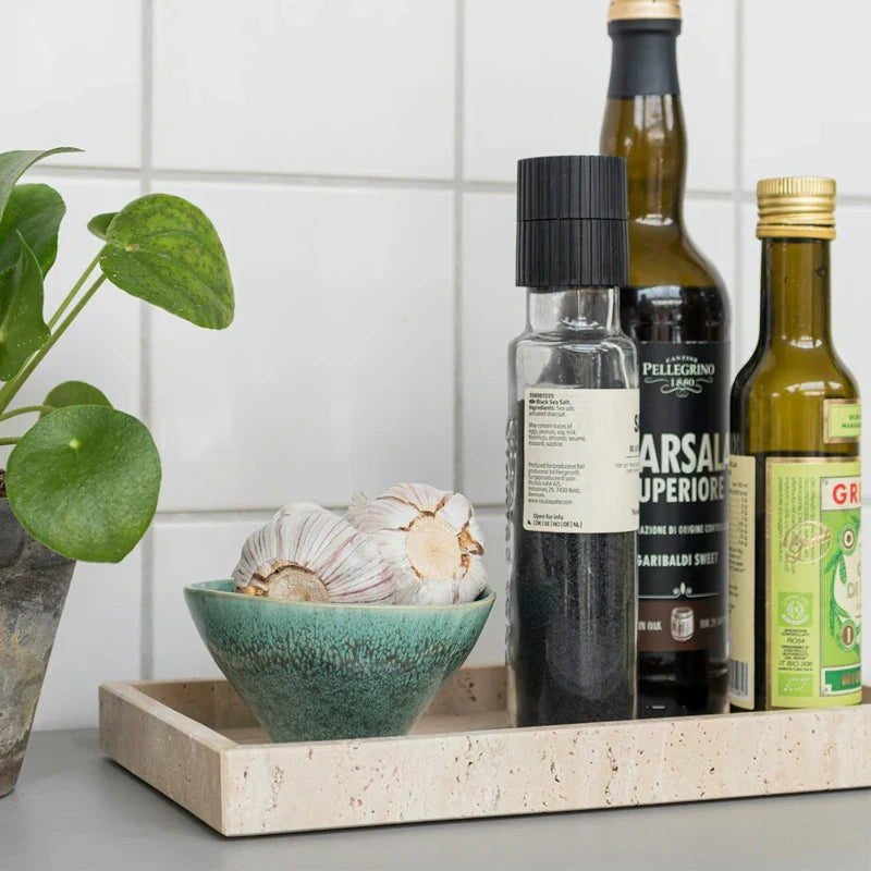 Afralia™ Travertine Vanity Tray for Bathroom and Kitchen Décor