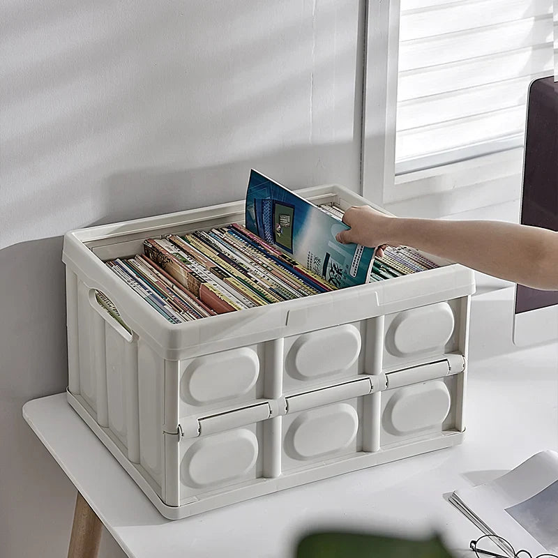 Afralia™ Stackable Storage Box with Wooden Lid: Household Organizer for Clothes & Sundries