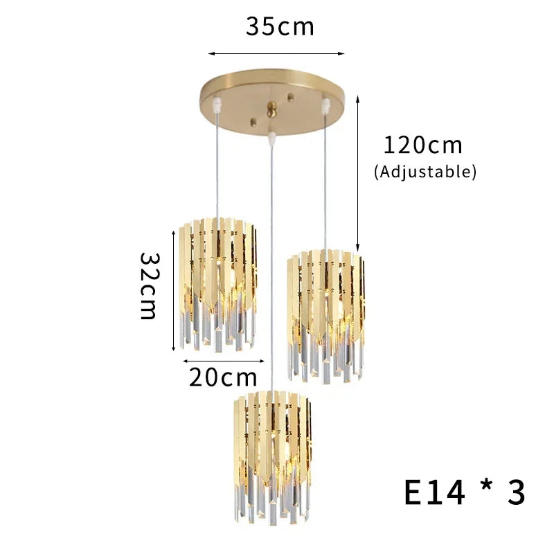 Afralia™ Gold K9 Crystal LED Chandelier for Living Room Kitchen Dining Bedroom