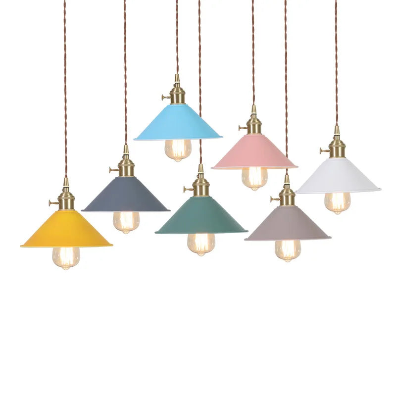 Afralia™ Yellow Iron Art LED Pendant Lights - Modern Nordic Style for Home Decor