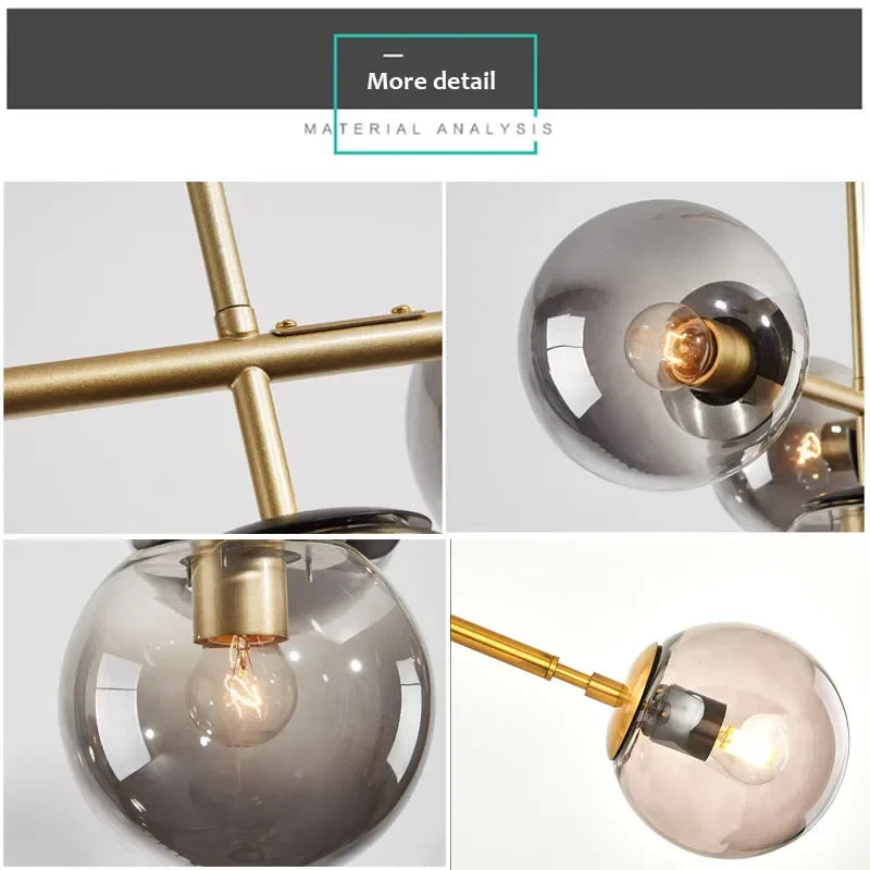 Afralia™ Glass Ball LED Pendant Light Modern Chandelier for Living Room Decor