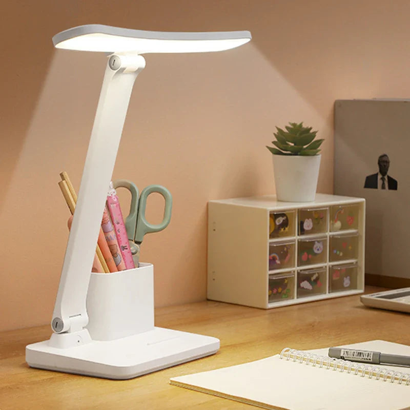 Afralia™ LED Desk Lamp 3 Levels Dimmable Touch Night Light USB Rechargeable Foldable Table Lamp