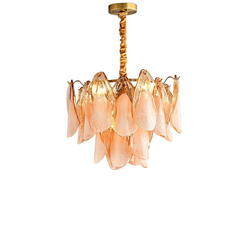 Afralia™ Amber Glass Chandelier: Dimmable Luxury Light Fixture for Living Room Hall