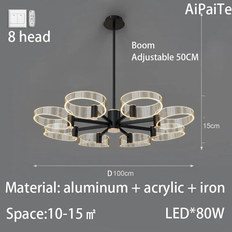 Afralia™ Acrylic Lustre Chandelier for Living Room, Bedroom, Kitchen - Hanging Ceiling Lamps