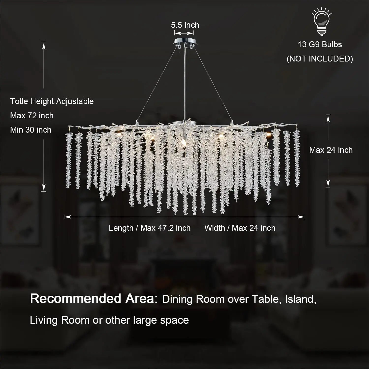 Afralia™ Crystal Tassel Chandelier: Elegant Dining Room Pendant Light Fixtures