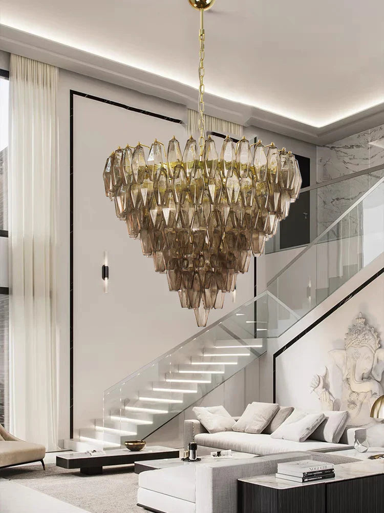Afralia™ Elegant Murano Amber Glass LED Chandelier for Dining Room