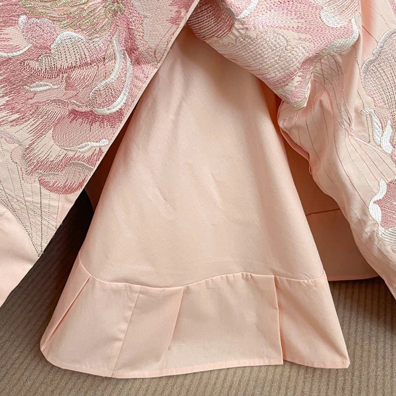 Afralia™ Embroidery Bedding Set King Queen Ru Size Bed Linens Sheet Pillowcase Cover