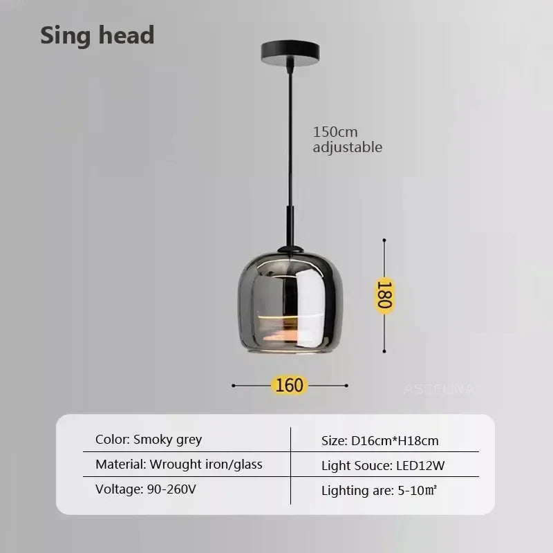 Afralia™ Nordic Glass LED Ceiling Chandelier: Restaurant & Home Decor Lighting Fixtures