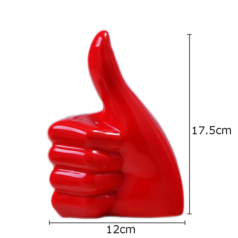 Afralia™ Red Porcelain Thumb Statue with Minimalist Design for Modern Home Decor