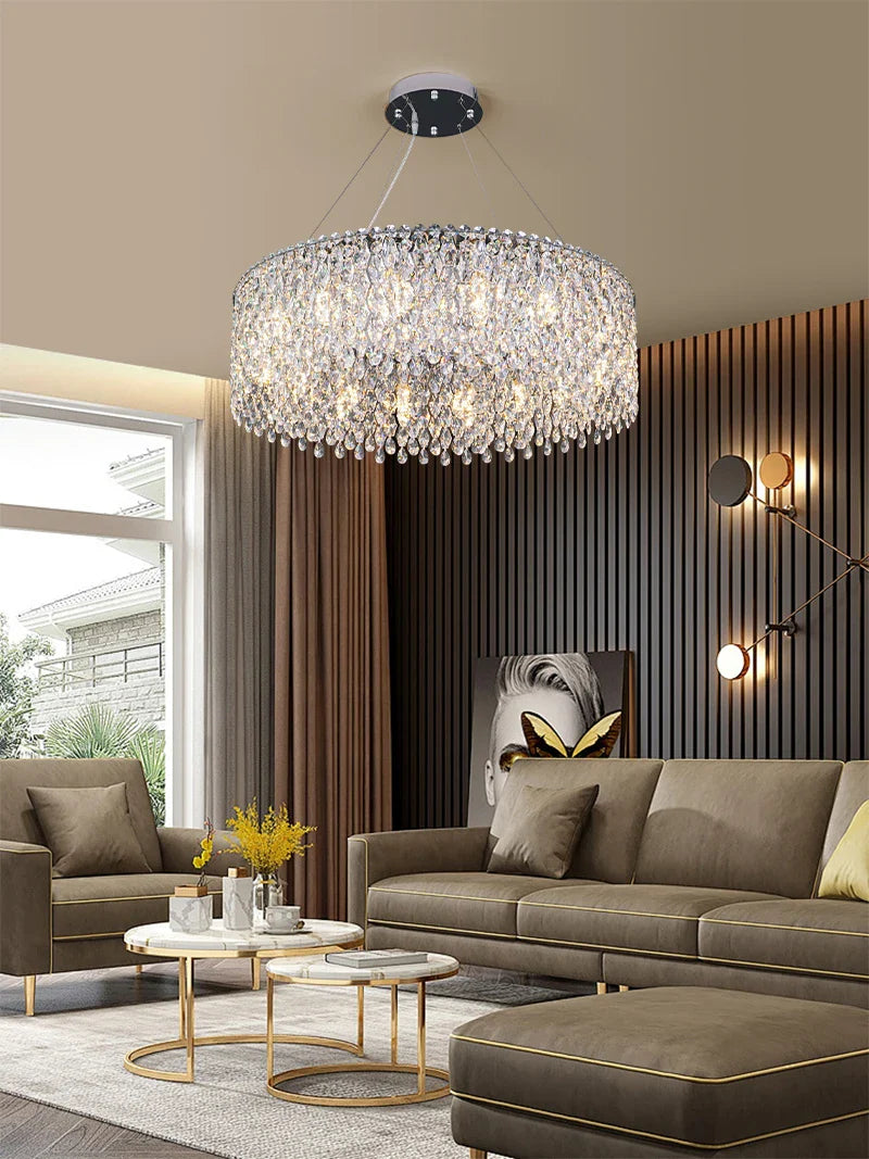 Afralia™ Nordic Crystal Chandelier LED Pendant Light for Living Room, Dining Room, and Bedroom