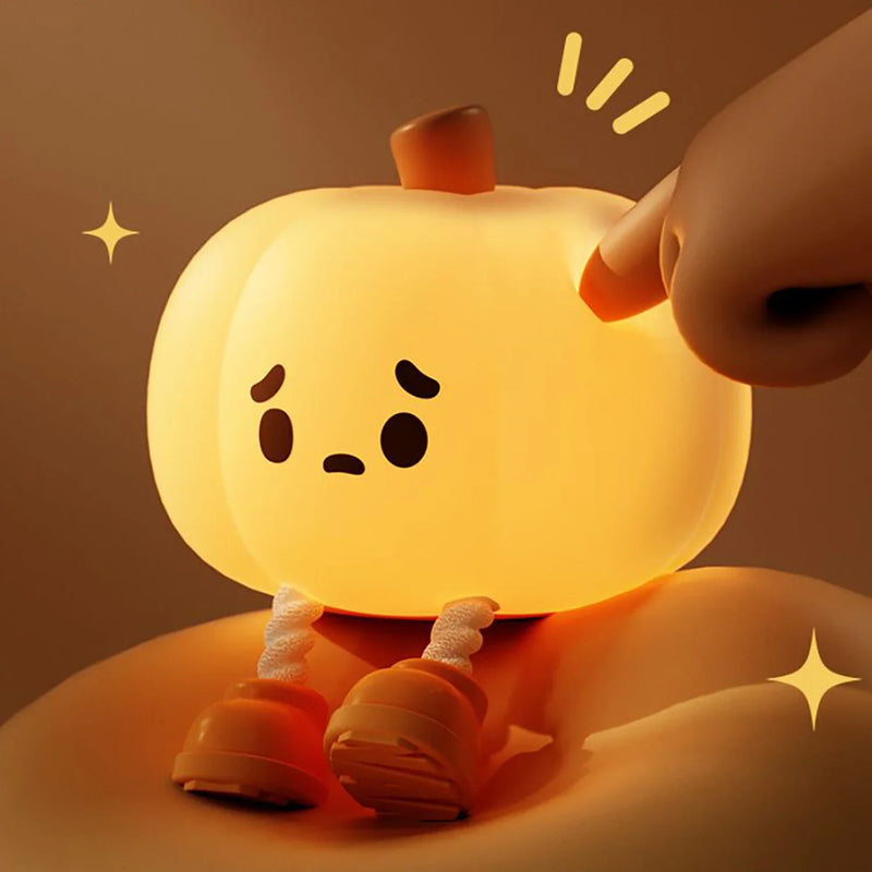 Afralia™ Pumpkin LED Night Light: Rechargeable Cute Silicone Lamp for Kids' Bedroom