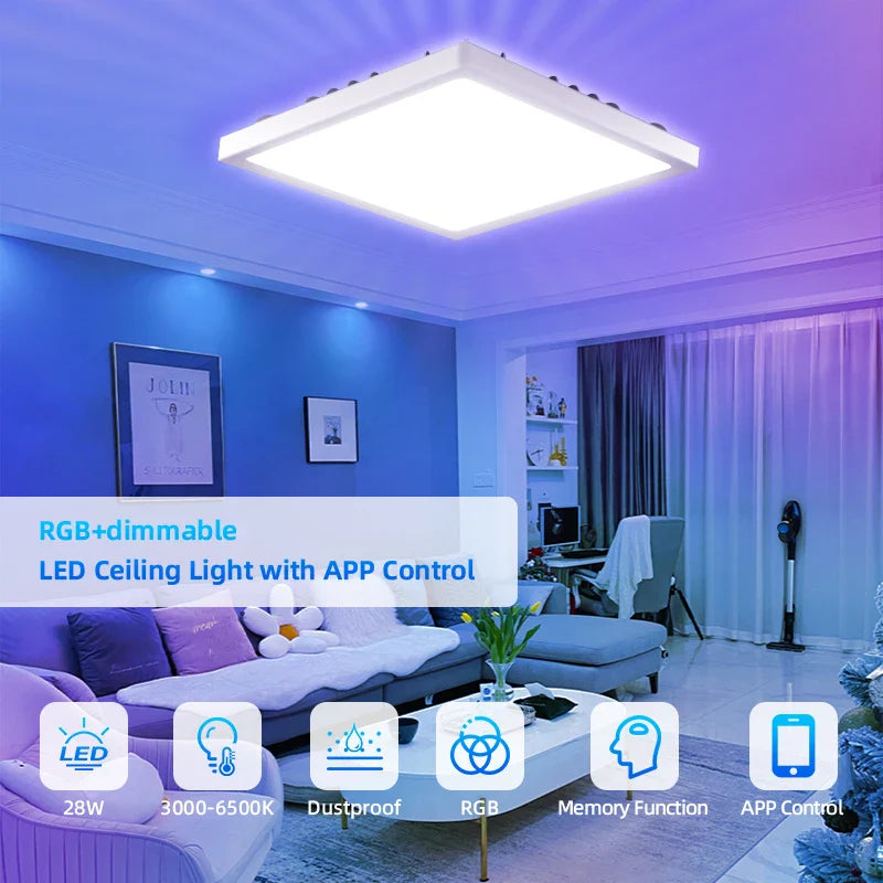 Afralia™ Smart Dimming Wifi RGB LED Ceiling Light for Alexa Home Chandelier