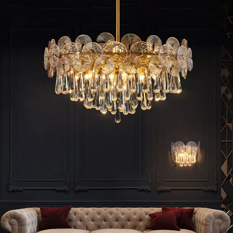 Afralia™ Crystal Lotus Chandelier: Nordic Luxury for Home Decor, Restaurant, Hotel & Bedroom