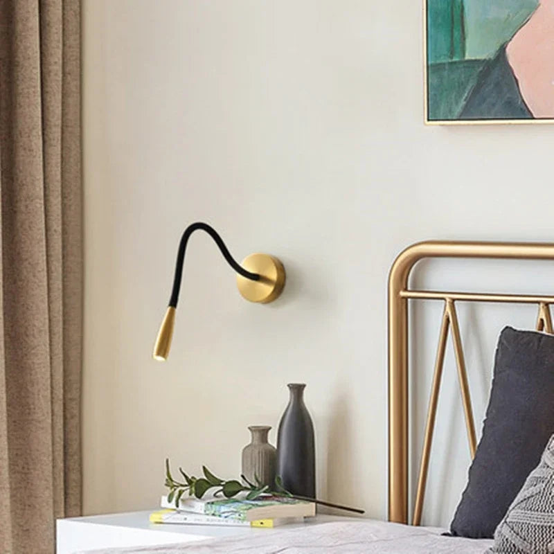Afralia™ Adjustable Arm Copper Wall Lamp LED Bedside Reading Light