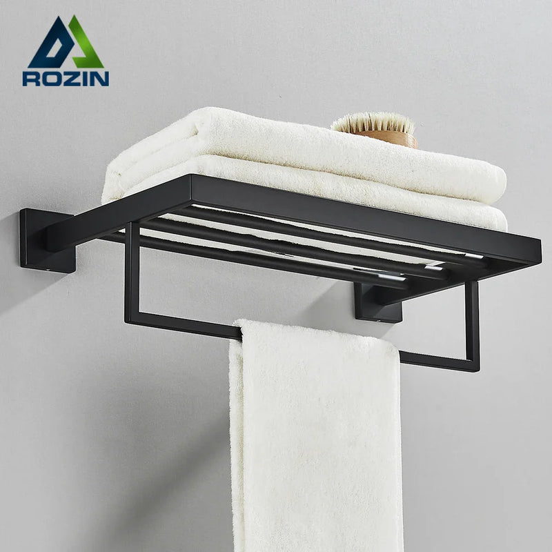 Afralia™ Black Towel Rack Bar 40cm SUS304 Modern Gold Cloth Holder Wall Mounted