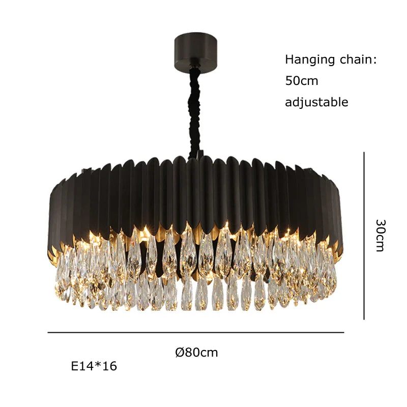 Nordic Crystal Water Droplet Pendant Lights by Afralia™ - Round Dimmable Lamp for Home Lighting