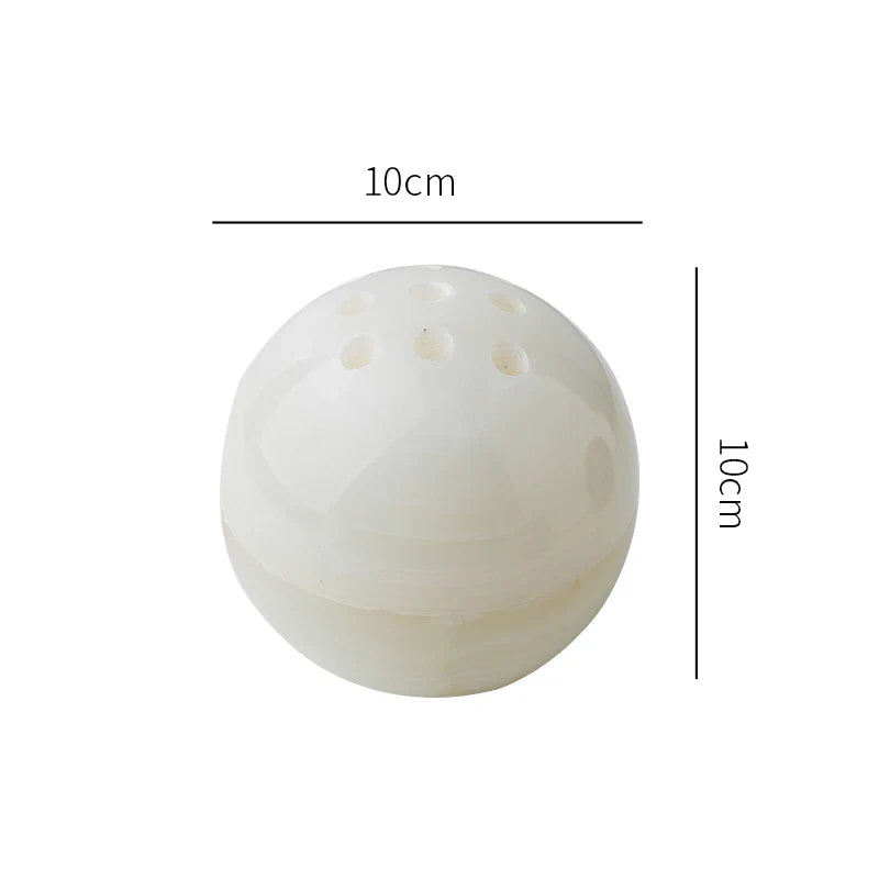 Afralia™ Marble Stone Fragrance Diffuser Travertine Sphere Incense Burner with Tray
