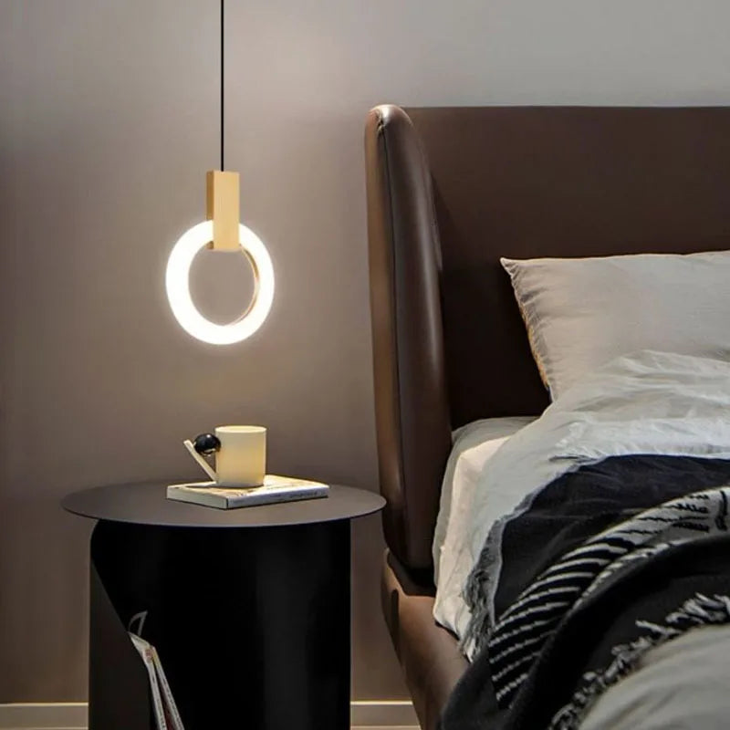 Afralia™ Modern Nordic Bedroom Circle Ring Chandelier LED Pendant Lighting
