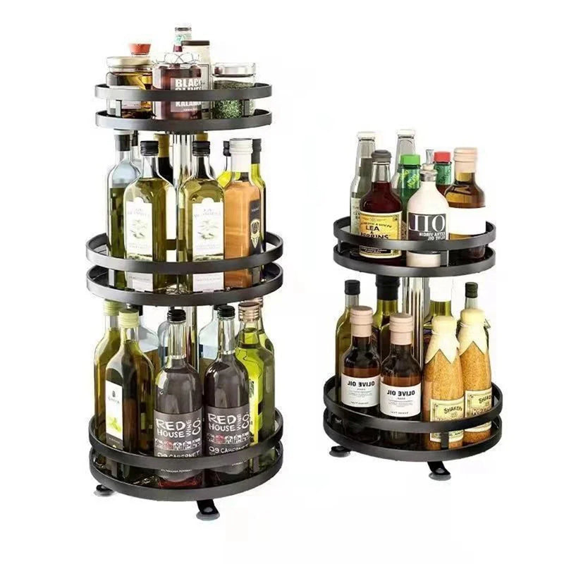 Afralia™ Spice Storage Organizer Rack for Kitchen Seasoning Jars Rotation Shelf