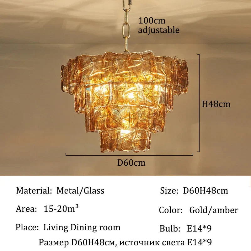 Afralia™ Murano Glass Chandelier Light Modern Living Dining Room Ceiling Lamps