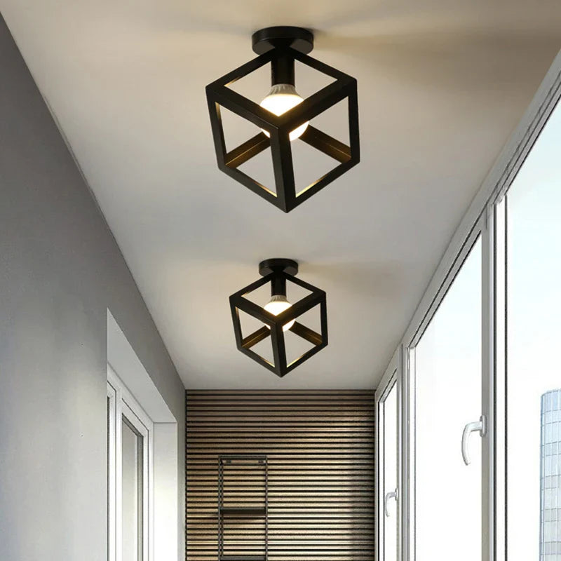 Afralia™ Vintage Cage Ceiling Lamp for Home Lighting