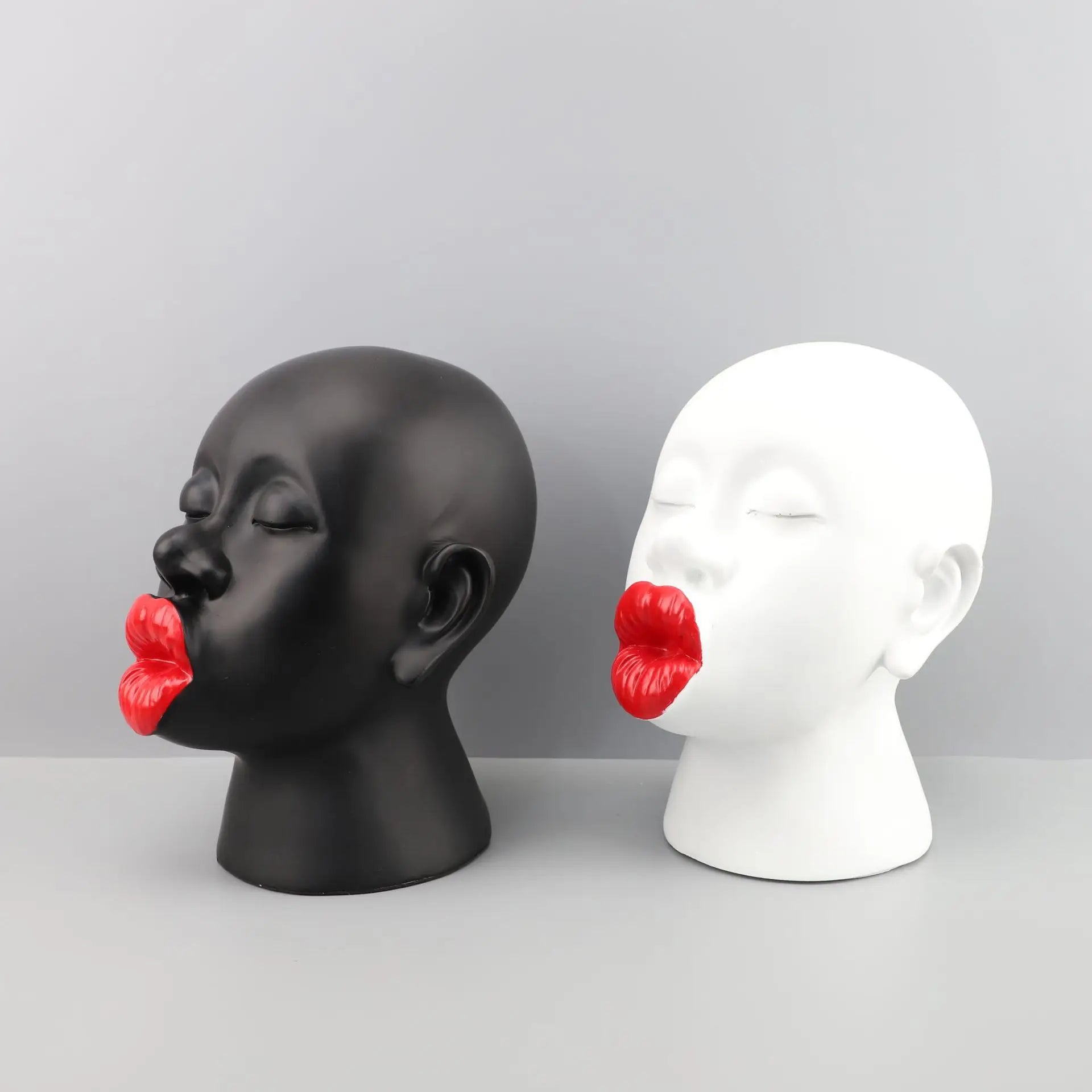 Afralia™ Red Lip Head Abstract Cartoon Funny Negro Statue - Home Decor Figurine