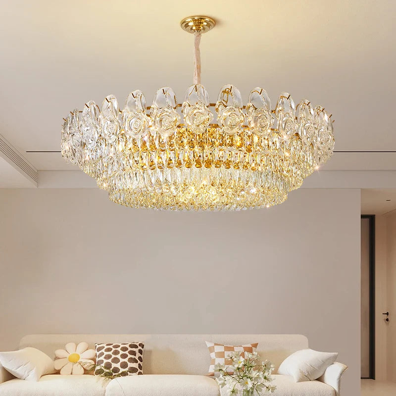 Afralia™ Crystal Rose Chandelier for Living Room Dining Bedroom 2024 French Light Luxury