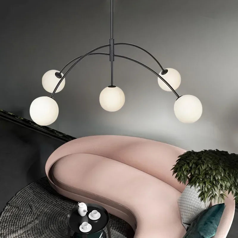Afralia™ Nordic Pendant Light Chandelier Suspended Milky Glass Designer Ceiling Lamp.