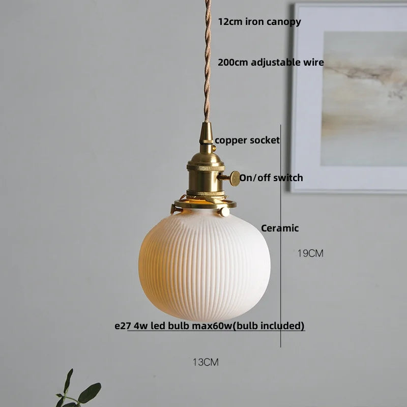 Afralia™ Ceramic Copper LED Pendant Light - Nordic Modern Hang Lamp for Living Room