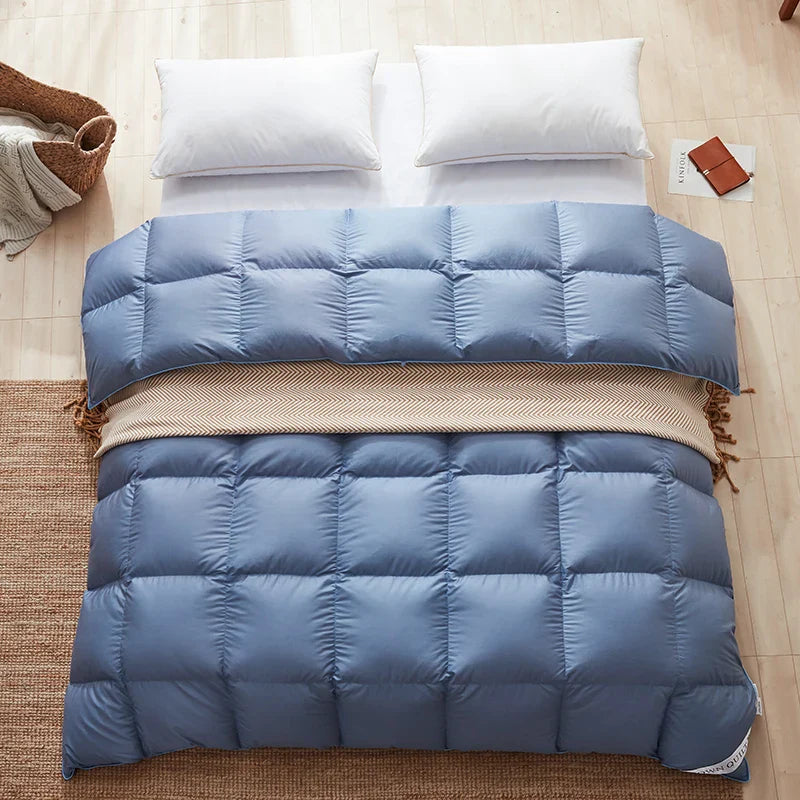 Afralia™ Luxe Cotton Cover White Goose Down Comforter, 5 Star Hotel Bedspread
