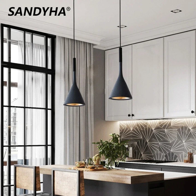 Afralia™ Nordic Black White Pendant Lights for Kitchen Island, Dining Room, Bedroom - Chandeliers