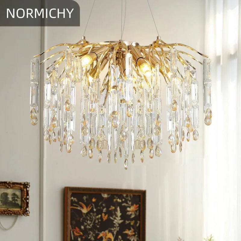 Afralia™ Crystal Pendant Chandelier for Living Room, Bedroom, and Dining Table