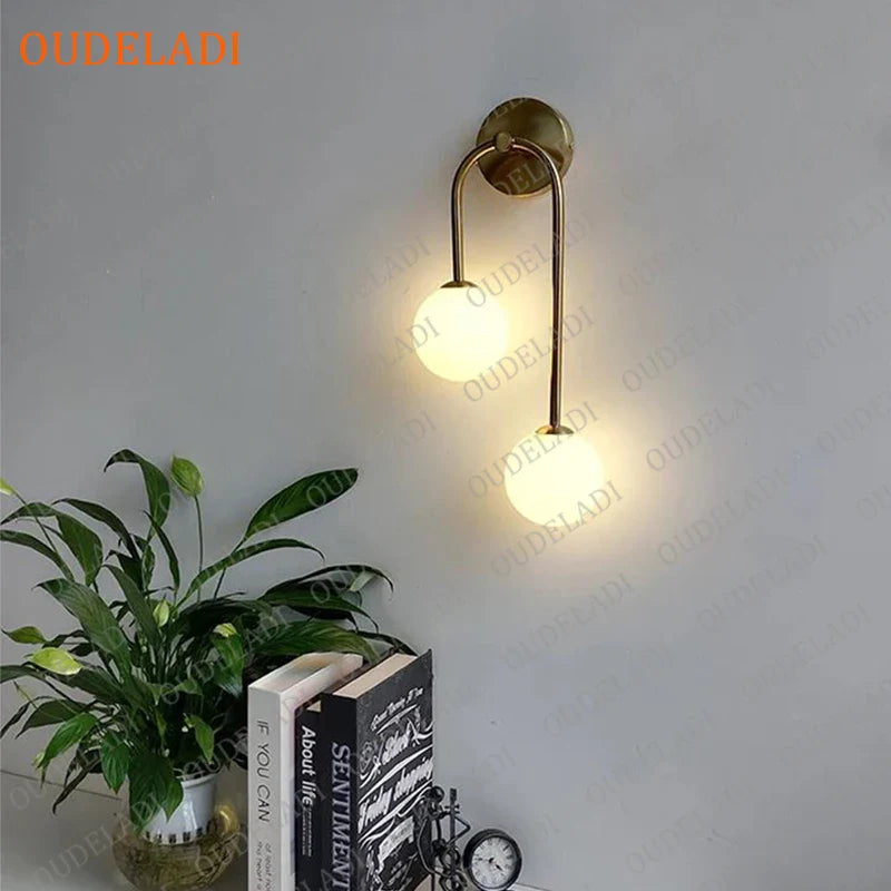 Afralia™ Glass Ball LED Wall Lamp for Modern Living Room Decor