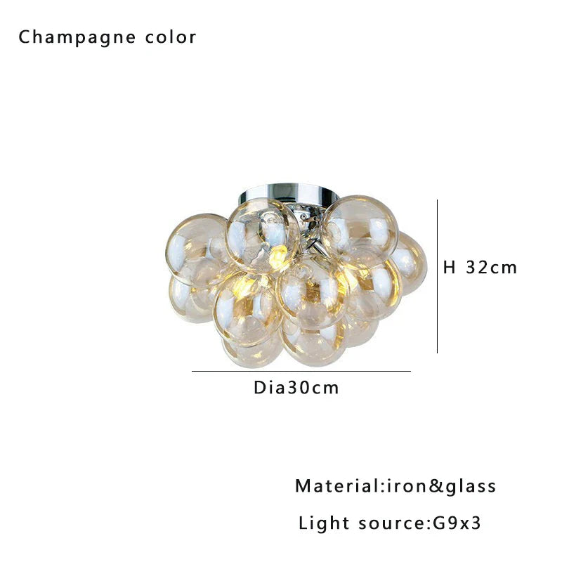 Afralia™ Smoky Gray Grape Glass Chandelier - Modern Dining Room Decor