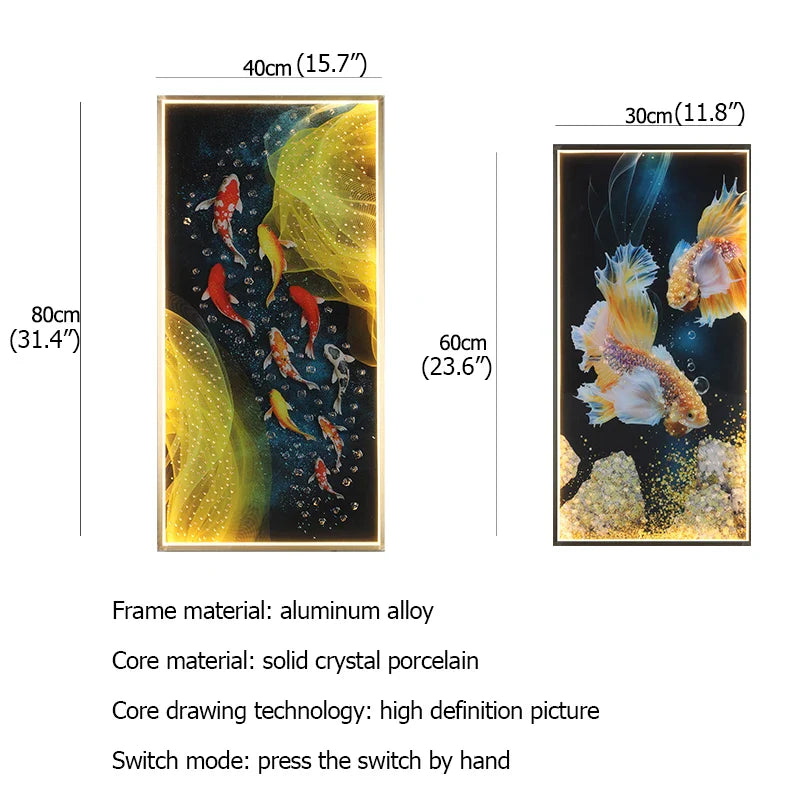Afralia™ Gold Fish LED Picture Wall Light for Home Decor & Bedroom Aisle