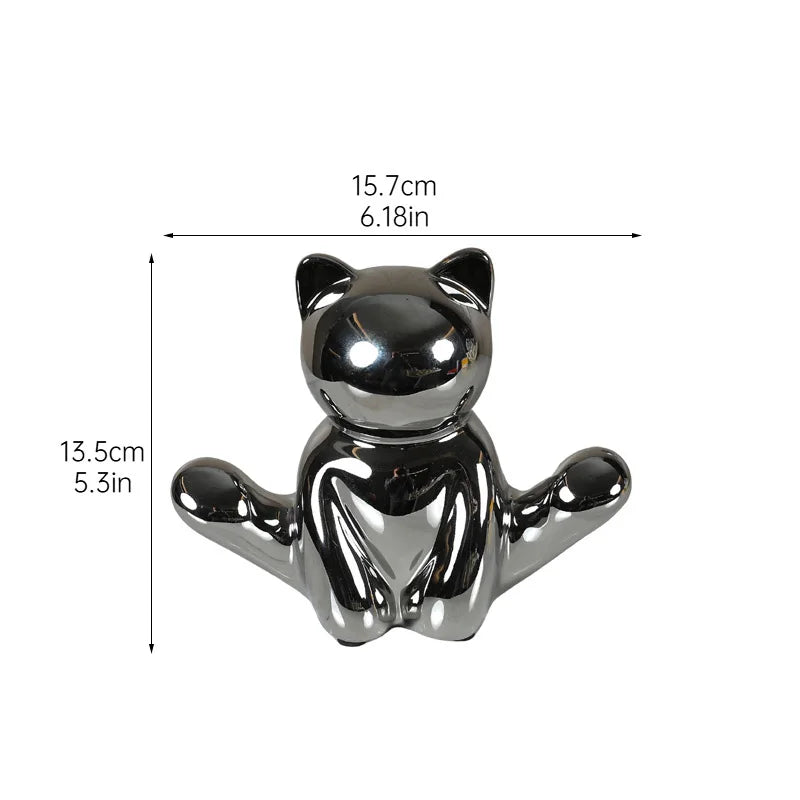 Afralia™ Yellow Yoga Cat Candle Holder Ceramic Aroma Diffuser Home Decoration