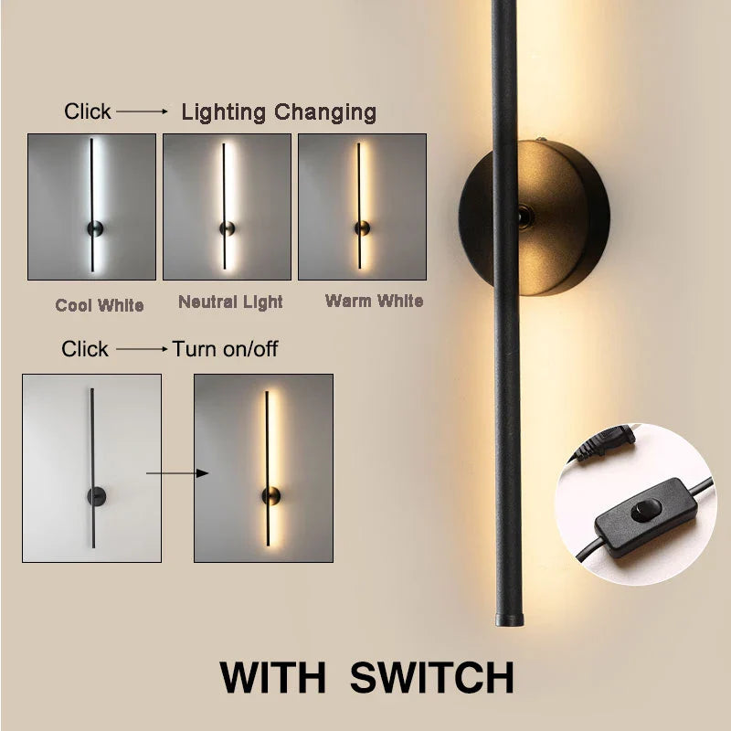 Afralia™ 360° Rotation LED Wall Lights for Sofa Background, Black Wall Sconce Fixtures