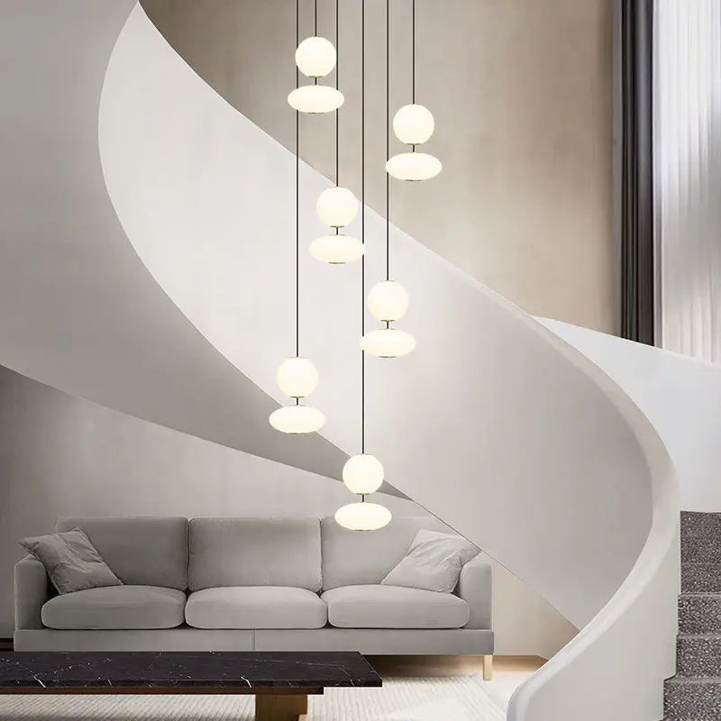 Afralia™ Nordic Modern Duplex Villa Chandelier Long Pendant Lights