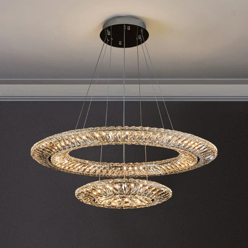 Afralia™ LED Crystal Chandelier: Elegant Light Luxury Golden Ceiling Art Ring for Living Room