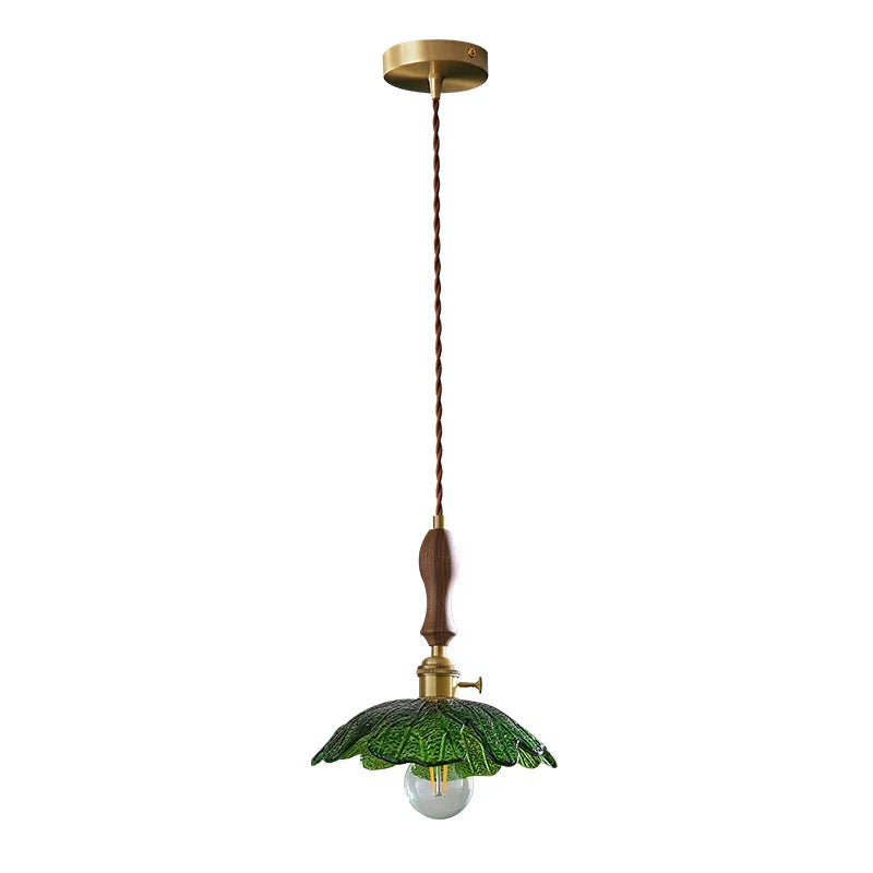 Afralia™ Green Leaf LED Pendant Lamp for Home and Cafe Decor