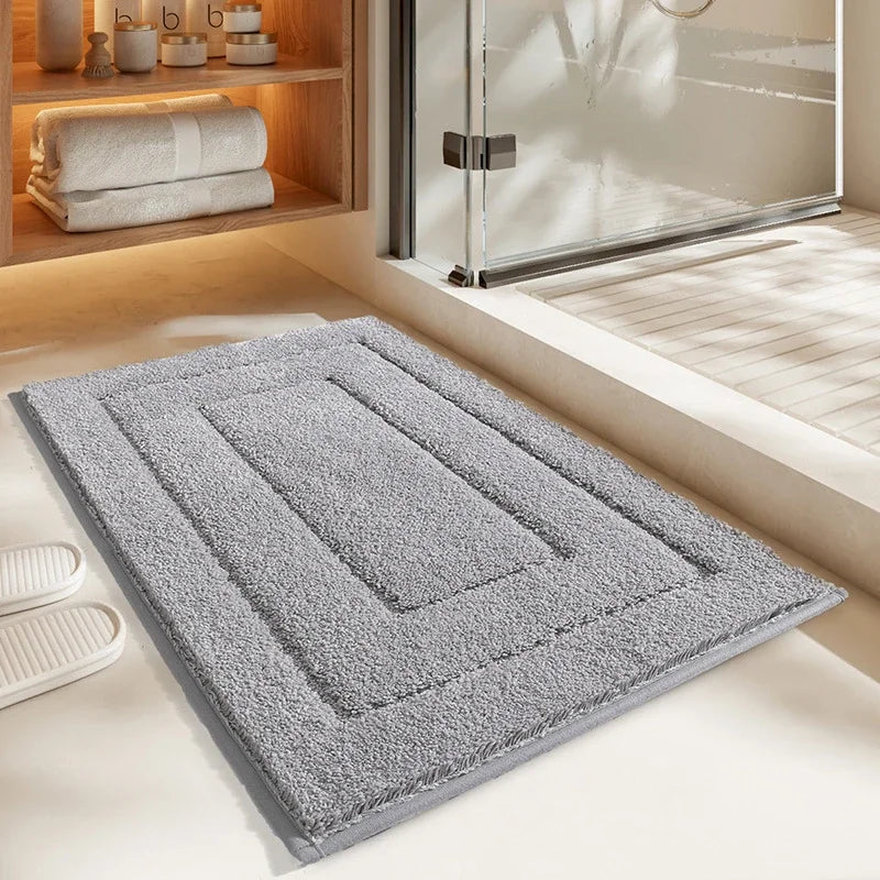 Afralia™ Geometric Flocked Bath Mat Thicken Super Absorbent Anti-slip Bathroom Rug.