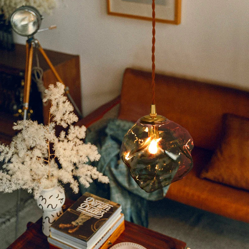 Afralia™ Lava Glass LED Pendant Lamp: Vintage Hanging Light for Bedroom, Living Room, Dining Room