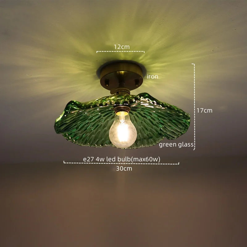 Afralia™ Green Glass LED Pendant Light - Nordic Modern Copper Luminaire Suspendu
