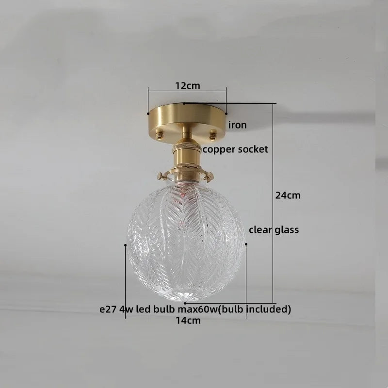 Afralia™ Copper Glass LED Ceiling Light: Nordic Modern Living Room Home Lighting