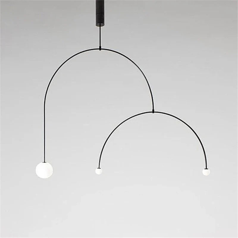 Afralia™ Iron Line Chandelier: Post-modern Hanging Lamp for Living Room & Bedroom