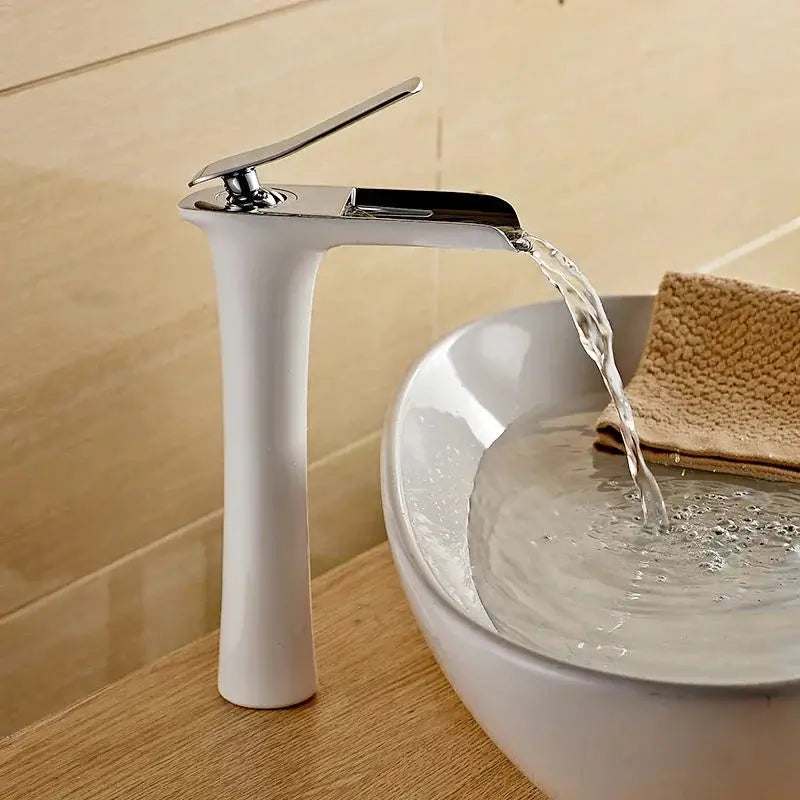 Afralia™ White Waterfall Bathroom Faucet - Single Hole Basin Mixer Tap